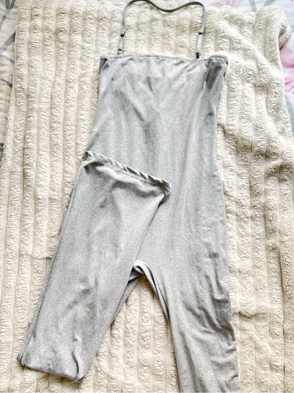 SHEIN Light Grey Strapless Jumpsuit with Halter Strap